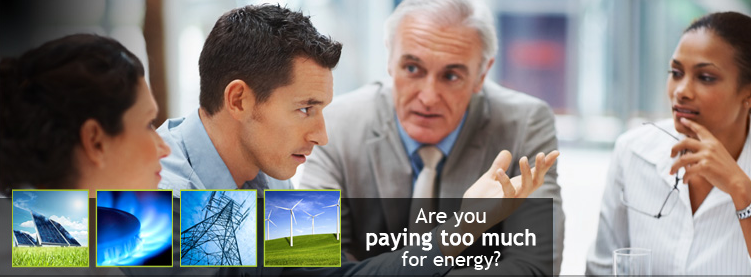 Are You Paying too Much for Energy? banner with people and weather
